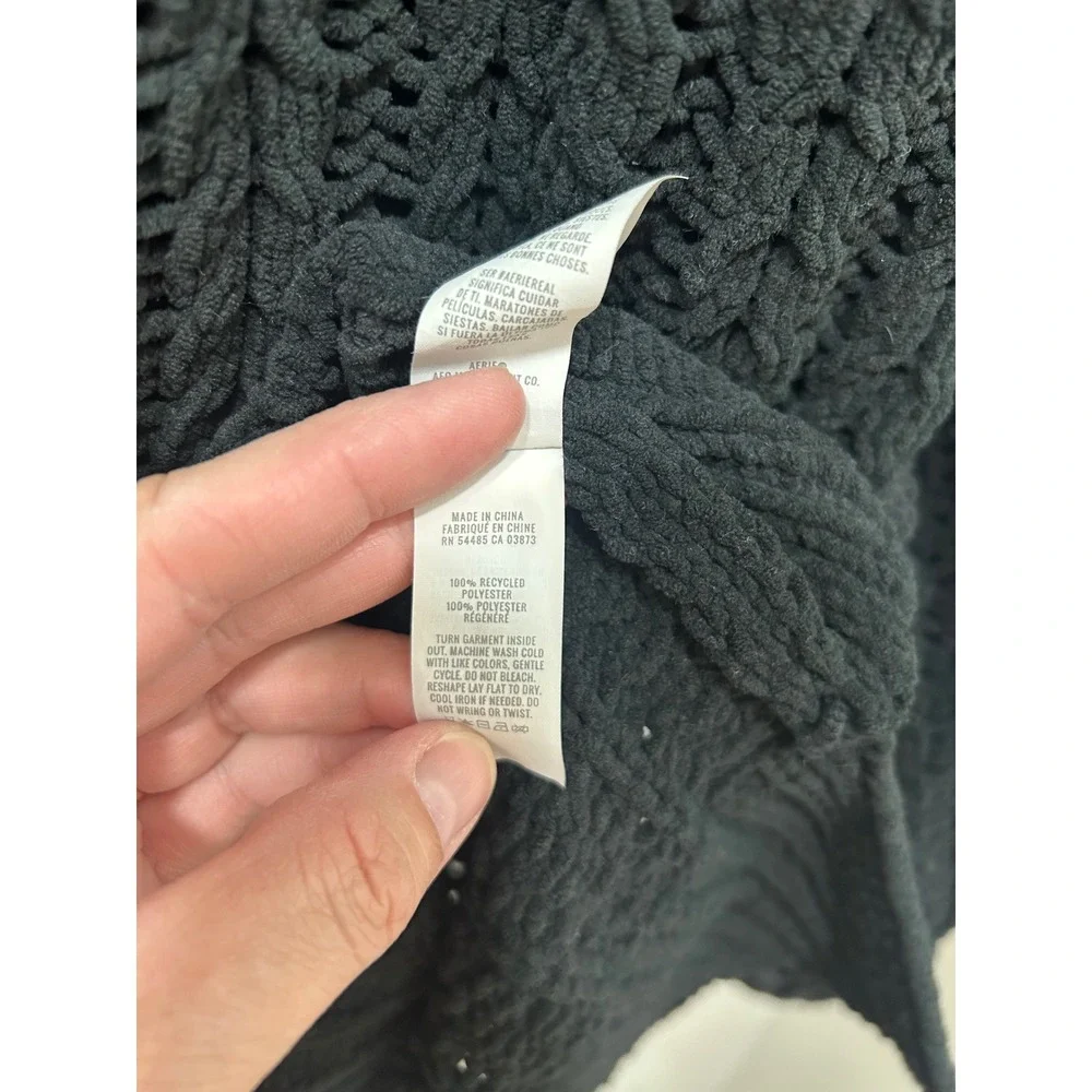 Aerie Sweater Womens Medium Black Chunky Knit Oversized Pullover Collar Cozy - Picture 7 of 10